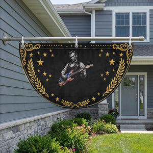 Vintage Abraham Lincoln Abe Lincoln Playing Guitar Patriotic Fan Flag