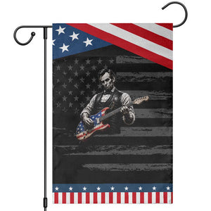 Vintage Abraham Lincoln Abe Lincoln Playing Guitar Patriotic Garden Flag Humor Patriotic TS10 Distressed Black Blue Print Your Wear