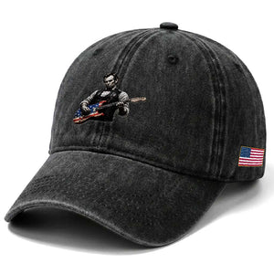 Vintage Abraham Lincoln Abe Lincoln Playing Guitar Washed Cotton Baseball Cap Humor Patriotic