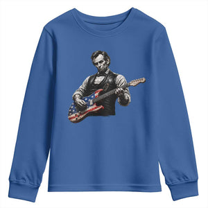 Vintage Abraham Lincoln Abe Lincoln Playing Guitar Youth Sweatshirt Humor Patriotic TS10 Royal Blue Print Your Wear