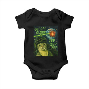 Funny UFO Alien Cat Selfie Baby Onesie Retro Space Sci-Fi Cat Pilot TS10 Black Print Your Wear