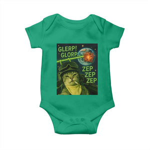 Funny UFO Alien Cat Selfie Baby Onesie Retro Space Sci-Fi Cat Pilot TS10 Irish Green Print Your Wear