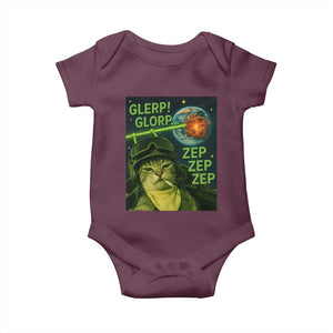 Funny UFO Alien Cat Selfie Baby Onesie Retro Space Sci-Fi Cat Pilot TS10 Maroon Print Your Wear