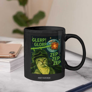 Funny UFO Alien Cat Selfie Coffee Mug Retro Space Sci-Fi Cat Pilot TS10 Print Your Wear
