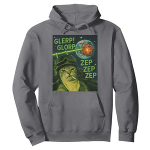 Funny UFO Alien Cat Selfie Hoodie Retro Space Sci-Fi Cat Pilot TS10 Charcoal Print Your Wear