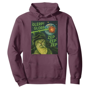 Funny UFO Alien Cat Selfie Hoodie Retro Space Sci-Fi Cat Pilot TS10 Maroon Print Your Wear