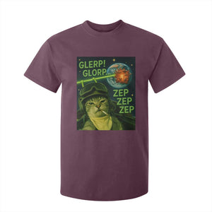 Funny UFO Alien Cat Selfie T Shirt For Kid Retro Space Sci-Fi Cat Pilot TS10 Maroon Print Your Wear