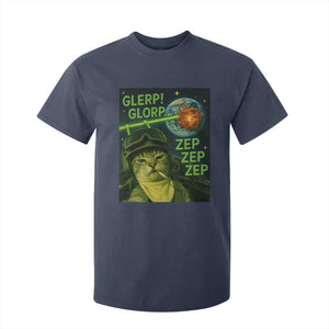 Funny UFO Alien Cat Selfie T Shirt For Kid Retro Space Sci-Fi Cat Pilot TS10 Navy Print Your Wear