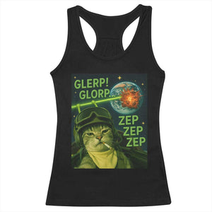 Funny UFO Alien Cat Selfie Racerback Tank Top Retro Space Sci-Fi Cat Pilot TS10 Black Print Your Wear