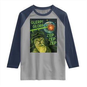 Funny UFO Alien Cat Selfie Raglan Shirt Retro Space Sci-Fi Cat Pilot TS10 Sport Gray Navy Print Your Wear