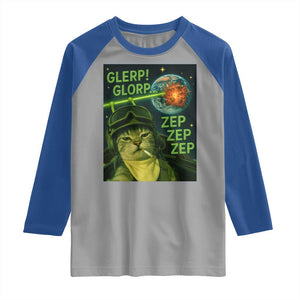 Funny UFO Alien Cat Selfie Raglan Shirt Retro Space Sci-Fi Cat Pilot TS10 Sport Gray Royal Print Your Wear
