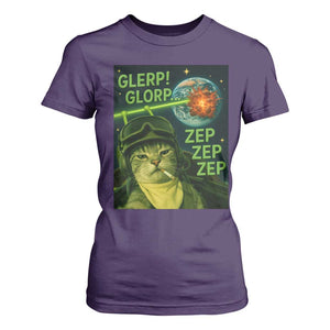 Funny UFO Alien Cat Selfie T Shirt For Women Retro Space Sci-Fi Cat Pilot TS10 Purple Print Your Wear