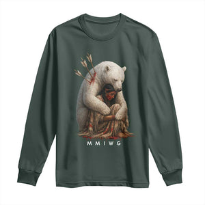 MMIW Native American Long Sleeve Shirt Spirit Bear Protecting Indigenous Woman MMIWG TS10 Dark Forest Green Print Your Wear