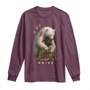 MMIW Native American Long Sleeve Shirt Spirit Bear Protecting Indigenous Woman MMIWG TS10 Maroon Print Your Wear