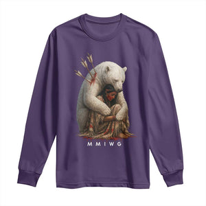 MMIW Native American Long Sleeve Shirt Spirit Bear Protecting Indigenous Woman MMIWG TS10 Purple Print Your Wear