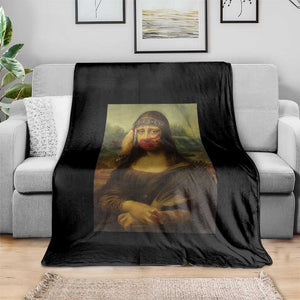 MMIW Awareness Throw Blanket Mona Lisa Red Handprint Indigenous Woman Stop Stolen Sisters TS10 Print Your Wear