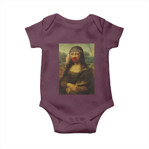 MMIW Awareness Baby Onesie Mona Lisa Red Handprint Indigenous Woman Stop Stolen Sisters TS10 Maroon Print Your Wear