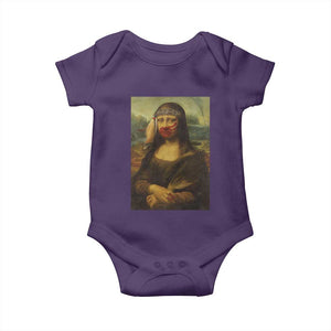 MMIW Awareness Baby Onesie Mona Lisa Red Handprint Indigenous Woman Stop Stolen Sisters TS10 Purple Print Your Wear