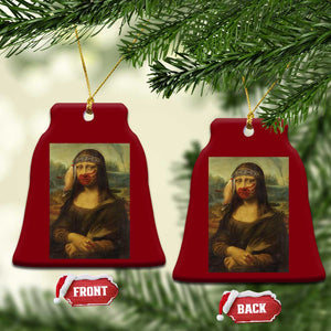 MMIW Awareness Ceramic Ornament Mona Lisa Red Handprint Indigenous Woman Stop Stolen Sisters TS10 Print Your Wear