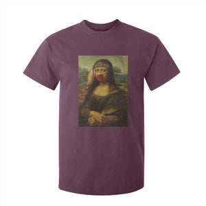 MMIW Awareness T Shirt For Kid Mona Lisa Red Handprint Indigenous Woman Stop Stolen Sisters TS10 Maroon Print Your Wear