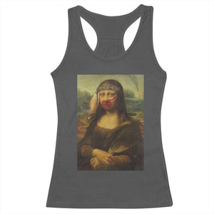 MMIW Awareness Racerback Tank Top Mona Lisa Red Handprint Indigenous Woman Stop Stolen Sisters TS10 Dark Heather Print Your Wear