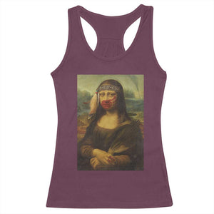 MMIW Awareness Racerback Tank Top Mona Lisa Red Handprint Indigenous Woman Stop Stolen Sisters TS10 Maroon Print Your Wear