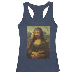 MMIW Awareness Racerback Tank Top Mona Lisa Red Handprint Indigenous Woman Stop Stolen Sisters TS10 Navy Print Your Wear