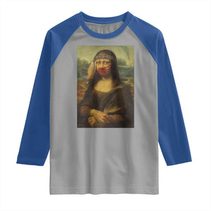 MMIW Awareness Raglan Shirt Mona Lisa Red Handprint Indigenous Woman Stop Stolen Sisters TS10 Sport Gray Royal Print Your Wear