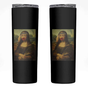 MMIW Awareness Skinny Tumbler Mona Lisa Red Handprint Indigenous Woman Stop Stolen Sisters TS10 Black Print Your Wear