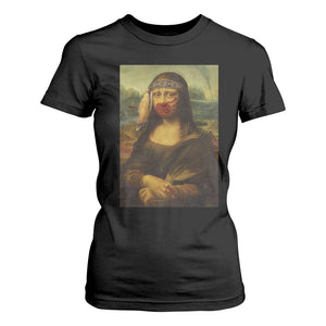 MMIW Awareness T Shirt For Women Mona Lisa Red Handprint Indigenous Woman Stop Stolen Sisters TS10 Black Print Your Wear