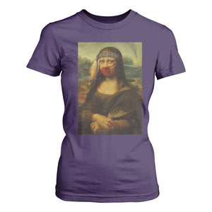 MMIW Awareness T Shirt For Women Mona Lisa Red Handprint Indigenous Woman Stop Stolen Sisters TS10 Purple Print Your Wear