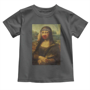 MMIW Awareness Toddler T Shirt Mona Lisa Red Handprint Indigenous Woman Stop Stolen Sisters TS10 Dark Heather Print Your Wear