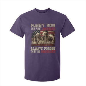 Native American T Shirt For Kid Funny The First Immigrants Always Forget TS10 Purple Print Your Wear