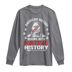 Native American History Long Sleeve Shirt Indigenous Peoples Tribal Pride TS10 Charcoal Print Your Wear