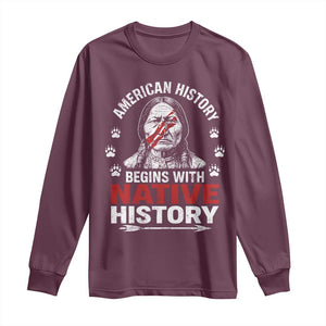Native American History Long Sleeve Shirt Indigenous Peoples Tribal Pride TS10 Maroon Print Your Wear