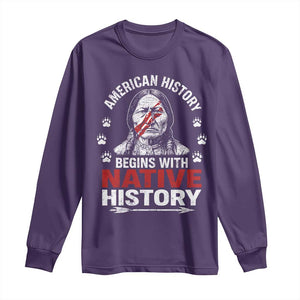 Native American History Long Sleeve Shirt Indigenous Peoples Tribal Pride TS10 Purple Print Your Wear