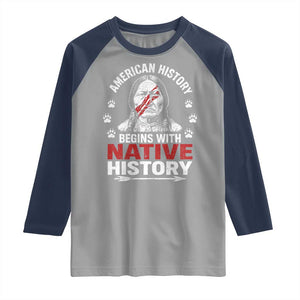 Native American History Raglan Shirt Indigenous Peoples Tribal Pride TS10 Sport Gray Navy Print Your Wear
