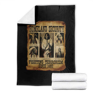Vintage Native American Throw Blanket Homeland Security Fighting Terrorism Since 1492 TS10 Black Print Your Wear