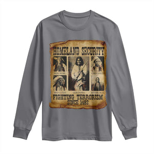 Vintage Native American Long Sleeve Shirt Homeland Security Fighting Terrorism Since 1492 TS10 Charcoal Print Your Wear