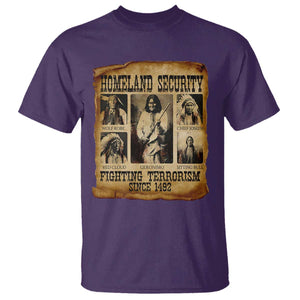 Vintage Native American T Shirt Homeland Security Fighting Terrorism Since 1492 TS10 Purple Print Your Wear