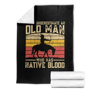 Funny Native American Throw Blanket Never Underestimate An Old Man Native American TS10 Black Print Your Wear