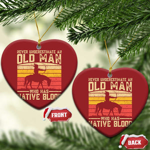 Funny Native American Christmas Ornament Never Underestimate An Old Man Native American TS10 Heart Red Print Your Wear