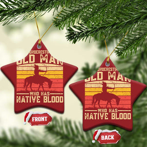 Funny Native American Christmas Ornament Never Underestimate An Old Man Native American TS10 Star Red Print Your Wear