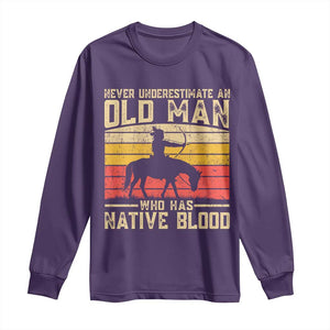 Funny Native American Long Sleeve Shirt Never Underestimate An Old Man Native American TS10 Purple Print Your Wear