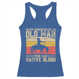 Funny Native American Racerback Tank Top Never Underestimate An Old Man Native American TS10 Royal Blue Print Your Wear