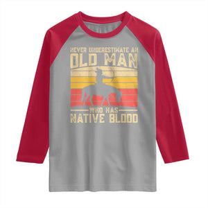 Funny Native American Raglan Shirt Never Underestimate An Old Man Native American TS10 Sport Gray Red Print Your Wear