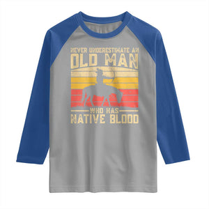 Funny Native American Raglan Shirt Never Underestimate An Old Man Native American TS10 Sport Gray Royal Print Your Wear