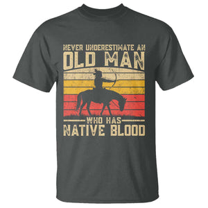 Funny Native American T Shirt Never Underestimate An Old Man Native American TS10 Dark Heather Print Your Wear