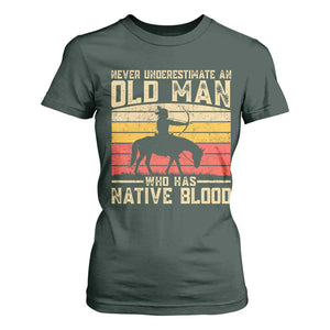 Funny Native American T Shirt For Women Never Underestimate An Old Man Native American TS10 Dark Forest Green Print Your Wear
