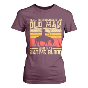 Funny Native American T Shirt For Women Never Underestimate An Old Man Native American TS10 Maroon Print Your Wear